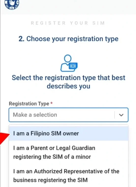 Choose registration type