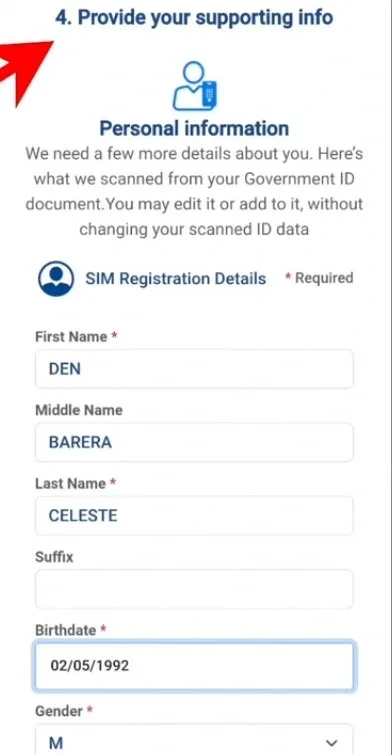 Enter your details full name, birthday, gender
