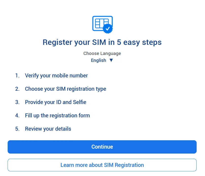 Globe SIM card register portal